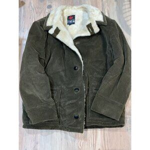 Vtg Corduroy Sherpa Lined Jacket Size 44 Green 131